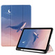 zoyu iPad11保護套帶筆槽2025新款11英寸A16芯片適用蘋(píng)果iPad10第十代平板三折軟殼全包防摔卡通可愛(ài) 鯨落云端【配鋼化膜】 2025款iPad11【A16芯片】/第十代