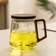 瓷牌茗茶具（cipaiming teaset）玻璃茶杯茶水分離帶蓋泡茶水杯個(gè)人辦公室情侶喝茶杯子 透明《清靈》三件杯