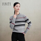 菲妮迪（FINITY）品牌針織衫冬灰色條紋時(shí)尚休閑減齡套頭針織上衣女 灰色條紋 L
