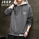 JEEP SPIRIT吉普連帽衛衣男春秋季中青年長袖t恤男士套頭上衣冬季寬松T恤男裝 VE5604深灰色 XL【120-140斤】