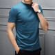 奧德里奇（Aodeliqi）短袖T恤男士夏季絲光棉涼感透氣純色打底衫半袖小高領(lǐng)修身t恤上衣 湖藍色 3XL