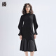 播花邊拼接連衣裙女商場(chǎng)同款春新款氣質(zhì)溫柔包臀針織裙BDR1LD0441 K40玄黑 M