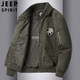JEEP SPIRIT飛行員夾克男美式休閑棉外套中年寬松工裝軍旅棒球服上衣 軍綠色 0930 XL