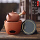 棉小城潮汕紅泥小火爐炭爐碳電兩用復古工夫老式戶(hù)外茶爐宮燈砂銚壺煮茶 紅泥雅扇【碳+電】爐+宮燈砂銚壺