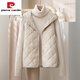 皮爾卡丹（pierre cardin）連帽羽絨棉馬甲女2026年春秋新款菱形格輕薄短款外穿寬松羽絨棉服 卡其色  M 90-120斤