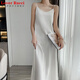 LOVER RUCCI重磅醋酸桑蠶絲吊帶連衣裙女法式氣質(zhì)高級感打底緞面料長(cháng)裙 白色 M