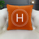 芝華士皮沙發(fā)抱枕愛(ài)馬仕橙色靠枕輕奢抱枕絨布毛絨靠墊客廳靠包藍色枕套腰枕 8號橙色H 50X50含芯