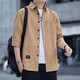 嘉曄（JIAYE）七分袖襯衫男士夏款寬松中袖薄款中青年上班工裝免燙襯衣外套 卡其色【七分袖2個(gè)口袋】 3XL 【150-170斤】