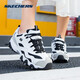 斯凱奇（Skechers）女鞋春季新款休閑鞋子女夏季舒適減震運動(dòng)鞋厚底增高熊貓老爹鞋 白色/淺灰色 35
