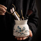 瓷牌茗茶具（cipaiming teaset）羊脂玉茶具套裝家用茶道配件白瓷六君子茶勺茶夾茶針茶托養壺筆 羊脂玉瓷《山川》茶道六君子