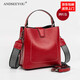 ANDSEEYOU品牌 女士斜挎包 新款真皮女包潮流單肩斜挎包女大容量水桶包時(shí)尚百搭通勤包包 酒紅色
