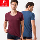 皮爾卡丹皮爾卡丹內衣男士背心短袖無(wú)痕修身運動(dòng)半袖圓領(lǐng)莫代爾T恤P552921 酒紅 L 【120-140斤】