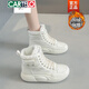 卡帝樂(lè )鱷魚(yú)（CARTELO）商場(chǎng)同款真皮高幫運動(dòng)鞋女2026秋冬新款白色老爹鞋防滑軟底孕婦鞋 白色加絨 34