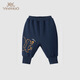 英氏（YEEHOO）23冬款嬰兒褲子男寶寶童休閑運動(dòng)夾棉保暖束腳長(cháng)褲 深寶藍YRKCJ4P394A 80cm