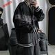 楠子漢春夏季復古棒球服bf風(fēng)黑暗系寬松刺繡夾克男女薄款外套ins國潮牌 黑色 (男女同款) L(雙層寬松版)