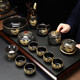 器美優(yōu)品 建盞鑲鎏金茶具套裝曜變天目釉功夫茶具陶瓷茶壺茶杯整套禮品盒 1款麒麟-鑲金建盞黑釉茶具14入