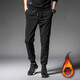 卡度頓褲子男冬季韓版潮流男士加絨加厚保暖青少年運動(dòng)哈倫休閑九分褲男 黑色（加絨） L