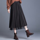 歐偲麥 半身裙女中長(cháng)休閑兩面穿百褶裙新款半身長(cháng)裙高腰網(wǎng)紗a字裙 5525 咖啡色 均碼（85-155斤）