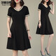 莎妮朵羅大碼女裝連衣裙夏胖mm夏裝v領(lǐng)200斤胖人顯瘦款裙子15150 黑色 6XL 建議190-210斤穿著(zhù)