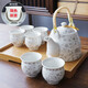 古笙記（GUSHENGJI）配竹托景德鎮陶瓷茶具套裝家用整套提梁壺中式泡茶壺茶杯子帶過(guò)濾 白金蘭藤(雙層杯) 7件 7件