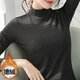 咪小主 德絨半高領(lǐng)打底衫女磨毛內搭秋冬帶字母保暖t恤長(cháng)袖上衣新款洋氣 黑色 3XL碼建議145-160斤