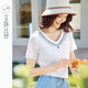 艾路絲婷刺繡鏤空短袖T恤女2022春裝新款V領(lǐng)時(shí)尚典雅氣質(zhì)寬松上衣31507 白色 M