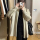 斐特瑪 復(fù)古法式毛衣外套開衫女秋季2024年新款寬松慵懶風(fēng)中長款針織衫 杏色 M