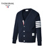 THOM BNAIL TB四道杠針織開(kāi)衫男新款男士四條杠外套上衣情侶學(xué)生時(shí)尚潮流可外穿外套男上衣 深藍色 2碼/L