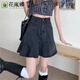 花嵐娜 設計感魚(yú)尾裙女2025新款春夏薄款高腰顯瘦A字牛仔半身裙 黑色版 M 【建議100-110斤】