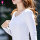 緣夢(mèng)韻2025春夏季薄款長(cháng)袖v領(lǐng)t恤女白色打底衫黑色秋衣韓版內搭體恤上衣 NTC01白色 XL _建議110-125斤