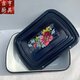 俄羅斯進(jìn)口搪瓷托盤方形盒2.5升儲(chǔ)物收納零食盒魚盤子加厚有蓋 2.5升深藍(lán)花朵方盒，不退不好
