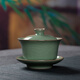龍泉青瓷功夫茶蓋碗三才敬茶杯陶瓷茶具中式仿古手抓分茶器家用中式喝茶碗 哥窯開片梅子青-禮盒裝
