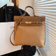 伊梵絡(luò )大容量通勤包包女2023新款潮復古磨砂雙肩包質(zhì)感小眾手提凱莉包 黃棕色