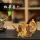 陶立方紫砂茶壺宜興段泥純手工仿木泡茶壺花貨紫砂壺浮雕竹段單壺茶具 松果壺