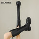 達(dá)芙妮（DAPHNE）長(zhǎng)筒靴女冬款高筒不過膝騎士長(zhǎng)靴2023新款女靴秋冬英倫風(fēng)軟皮單靴 黑色5cm 37 (235mm) 標(biāo)準(zhǔn)碼