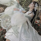 唐努烏洛麗塔裙子大全套Lolita優(yōu)雅華麗中華風(fēng)甜美仙氣連衣裙 草色背帶裙+邊夾+披肩+手袖 M