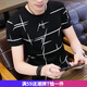 嘉曄短袖t恤男潮流半袖韓版上衣修身衣服體恤男裝體恤男 黑色 2XL