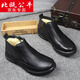北甌公牛意大利風(fēng)品牌棉皮鞋男冬季加絨真皮棉鞋男羊毛一體加絨雪地棉靴男 黑色 套腳款 41
