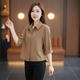 婳如嫣時(shí)尚氣質(zhì)襯衫女2025年早秋季新款長(cháng)袖百搭顯瘦短款小個(gè)子洋氣襯衣 卡其色 XL【116-126】