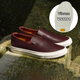 玩累了的孩子一片功夫 牛皮手工樂(lè )福鞋男鞋一腳蹬懶人鞋休閑潮鞋子 酒紅+V底男碼（皮鞋碼） 41