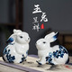 景德鎮(zhèn)陶瓷家居裝飾兔子擺件一對(duì)創(chuàng)意禮物工藝品招財(cái)風(fēng)水高檔客廳 一對(duì)兔子A款