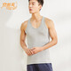 宜而爽 男士背心男純棉羅紋透氣寬松吸汗全棉跨欄螺紋面料打底衫單件裝 深麻灰羅紋款 2XL (180/105)