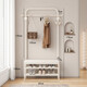 涌乾輕奢玄關(guān)落地門(mén)口衣帽架鞋架奶油風(fēng)入門(mén)鞋柜坐凳換鞋凳掛衣架一體 60cm奶白色皮革+奶白色帶衣帽架