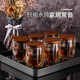 ORTOR玻璃杯雙層玻璃水杯辦公家用帶蓋茶杯套水具裝水杯子制定 圓趣杯帶蓋6只裝
