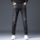 Prato Lee黑色牛仔褲男修身小腳褲男韓版潮流時(shí)尚百搭青年牛仔男褲破洞褲子男式休閑長(cháng)褲男秋季春款 9113 31