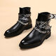 YDL 新款男靴子潮流短靴 磨砂英倫男士高幫皮鞋雕花切爾西增高男鞋牛仔靴青年個(gè)性秋冬款 皮面內增高 37