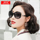 迪亞龍 墨鏡女2026新款偏光太陽(yáng)眼鏡圓臉大臉顯瘦鑲鉆太陽(yáng)鏡女大框優(yōu)雅 亮黑色(偏光，當天發(fā))