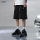 BJHG不計后果夏季潮牌膠印字母休閑排扣短褲男高街寬松運動(dòng)五分褲子 黑色 2XL