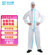 致爾康 防護(hù)服一次性連體連帽防粉塵 隔離衣防水養(yǎng)殖場(chǎng)噴漆工作服 藍(lán)條連帽無腳套2XL