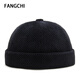 Fangchi 帽子男燈芯絨地主帽潮韓版純色復(fù)古雅痞瓜皮帽男嘻哈街頭潮人無(wú)檐流氓帽女 BQM-452黑色 可調(diào)節(jié)